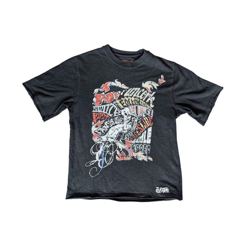 Vintage Y2K Extreme Zone Emo Skater Medium Black Short sleeve Tee Shirt